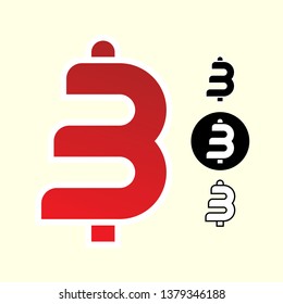 Simple Flat Icon Logo B 3 Three Vector Illustration Design