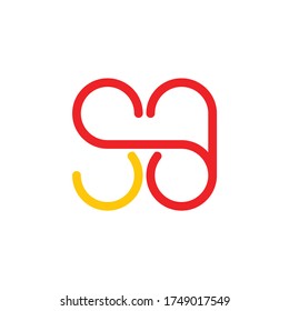 Letra simple con logotipo de icono plana S A inicial S y A