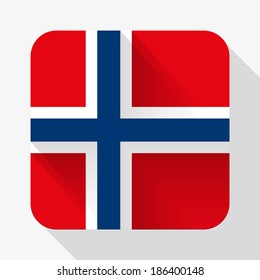Simple flat icon Norway flag. Premium basic design with long shadow effect of web design objects. Vector, eps10.
