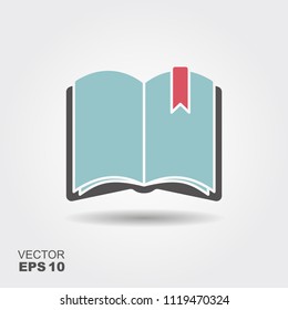 Simple flat icon of an open book. Vector logo