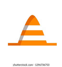 Simple and flat icon of an orange cone traffic signaling