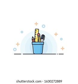 simple flat icon of pencil box