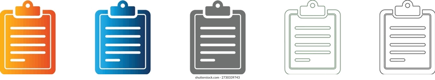 A simple flat icon representing a clipboard with lines, part of a cohesive icon set. Solid black vector graphic, isolated on white.