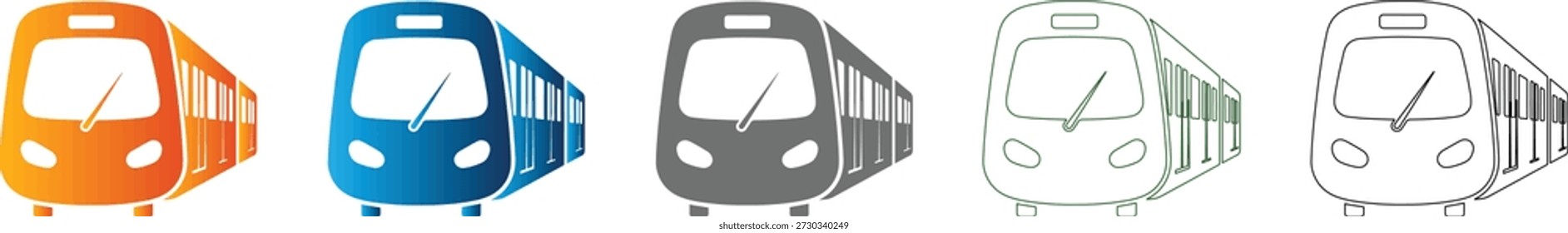 Ein einfaches flaches Symbol, das einen U-Bahn-Zug darstellt und Teil eines zusammenhängenden Symbolsatzes ist. Vollständige schwarze Vektorgrafik, einzeln auf Weiß.