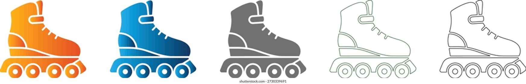 A simple flat icon representing roller skates, part of a consistent icon set. Solid black vector graphic, isolated on white.