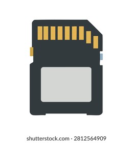 A simple flat icon representing an SD memory card for data storage, isolated on a white background
