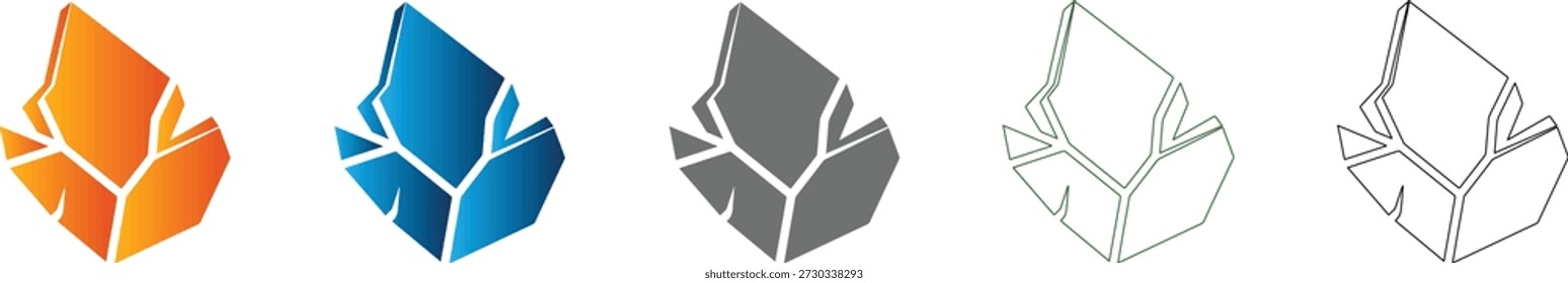Un simple ícono plano de una roca, parte de un conjunto de íconos cohesivos, representado como una Imagen aislada de Vector escalable, también disponible en un estilo negro sólido.