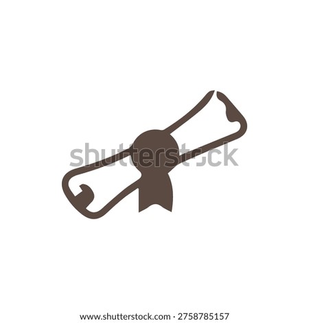 A simple, flat icon of a rolled diploma or scroll, sealed with a ribbon. Represents graduation, academic achievement, and official documentation.