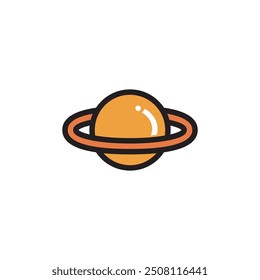 Simple flat icon of Saturn planet vector design illustration. 