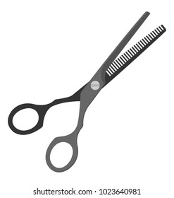 
A simple flat icon of a scissor used for hair cutting. 
