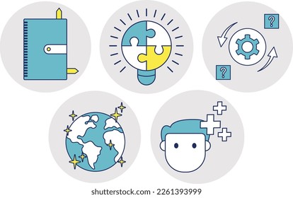 Simple flat icon set that contain productivity icons