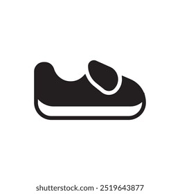 Simple flat icon shoes in silhouette style, casual shoes icon, shoes silhouette icon vector design illustration, isolated on white background. 