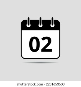 Simple flat icon of specific day calendar, appointment date set 02.