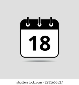 Simple flat icon of specific day calendar, appointment date set 18.