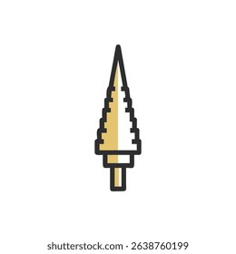 Simple flat icon of stepped drill bit on White