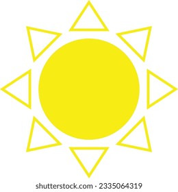 Icono plano simple de un Sol con fondo blanco. Ilustración vectorial.