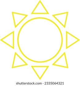 Icono plano simple de un Sol con fondo blanco. Ilustración vectorial.
