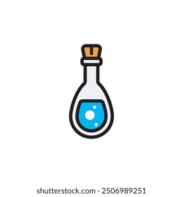 Simple flat icon of test tube bottle, part of chemical, science, medicine vector design illustration. 