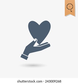 Simple Flat Icon for Valentines Day, Wedding, Love and Romantic Events. Vector