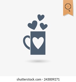 Simple Flat Icon for Valentines Day, Wedding, Love and Romantic Events. Vector