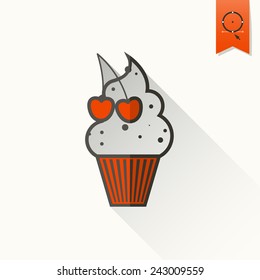 Simple Flat Icon for Valentines Day, Wedding, Love and Romantic Events. Vector