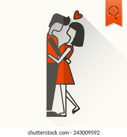 Simple Flat Icon for Valentines Day, Wedding, Love and Romantic Events. Vector