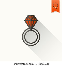 Simple Flat Icon for Valentines Day, Wedding, Love and Romantic Events. Vector