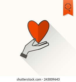 Simple Flat Icon for Valentines Day, Wedding, Love and Romantic Events. Vector