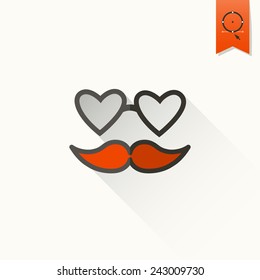 Simple Flat Icon for Valentines Day, Wedding, Love and Romantic Events. Vector