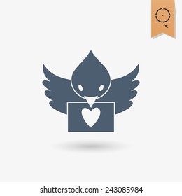 Simple Flat Icon for Valentines Day, Wedding, Love and Romantic Events. Vector