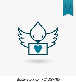 Simple Flat Icon for Valentines Day, Wedding, Love and Romantic Events. Vector