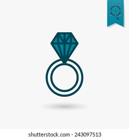 Simple Flat Icon for Valentines Day, Wedding, Love and Romantic Events. Vector