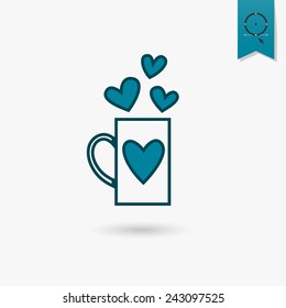 Simple Flat Icon for Valentines Day, Wedding, Love and Romantic Events. Vector