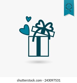 Simple Flat Icon for Valentines Day, Wedding, Love and Romantic Events. Vector