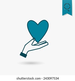 Simple Flat Icon for Valentines Day, Wedding, Love and Romantic Events. Vector