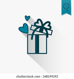 Simple Flat Icon for Valentines Day, Wedding, Love and Romantic Events. Vector