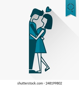 Simple Flat Icon for Valentines Day, Wedding, Love and Romantic Events. Vector