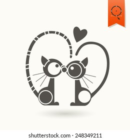 Simple Flat Icon for Valentines Day, Wedding, Love and Romantic Events. Vector