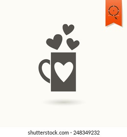 Simple Flat Icon for Valentines Day, Wedding, Love and Romantic Events. Vector