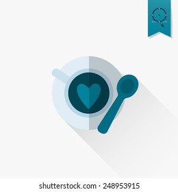 Simple Flat Icon for Valentines Day, Wedding, Love and Romantic Events. Vector