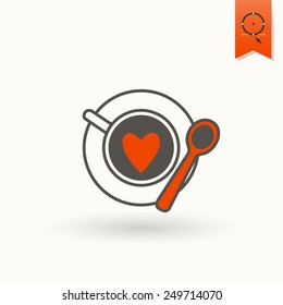 Simple Flat Icon for Valentines Day, Wedding, Love and Romantic Events. Vector