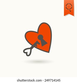 Simple Flat Icon for Valentines Day, Wedding, Love and Romantic Events. Vector