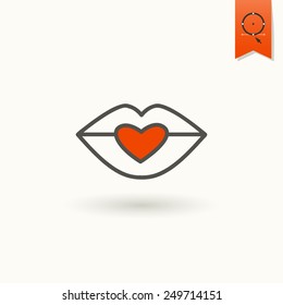 Simple Flat Icon for Valentines Day, Wedding, Love and Romantic Events. Vector