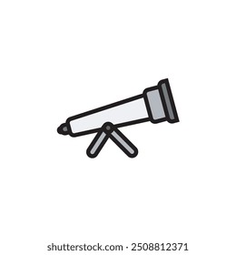 Simple flat icon vector illustration of telescope to see space, galaxy, simple design. 