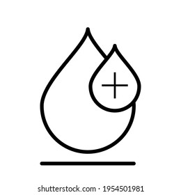 simple flat icon of water drop with positive sign