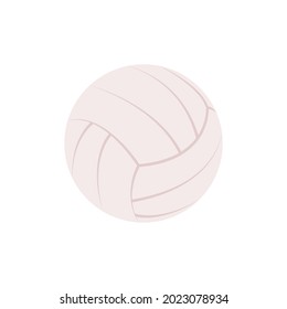 Simple flat icon with white volleyball. Ball for beach games. Clipart, element, object, item for design. Logo, emblem, label, sign of sports team, equipment store. Volleyball tournament or competition
