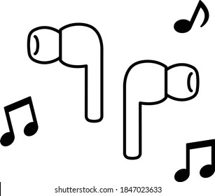 Simple and flat icon for wireless earphones
