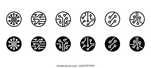 Simple flat icons of Circuit board. Electronic components  icons set. This set includes electronic components icons in transparent background in vector. Eps 10 Icon set