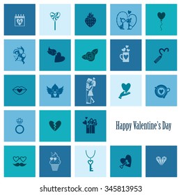 Simple Flat Icons Collection for Valentines Day, Wedding, Love and Romantic Events. Vector