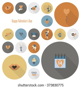 Simple Flat Icons Collection for Valentines Day, Wedding, Love and Romantic Events. Vector
